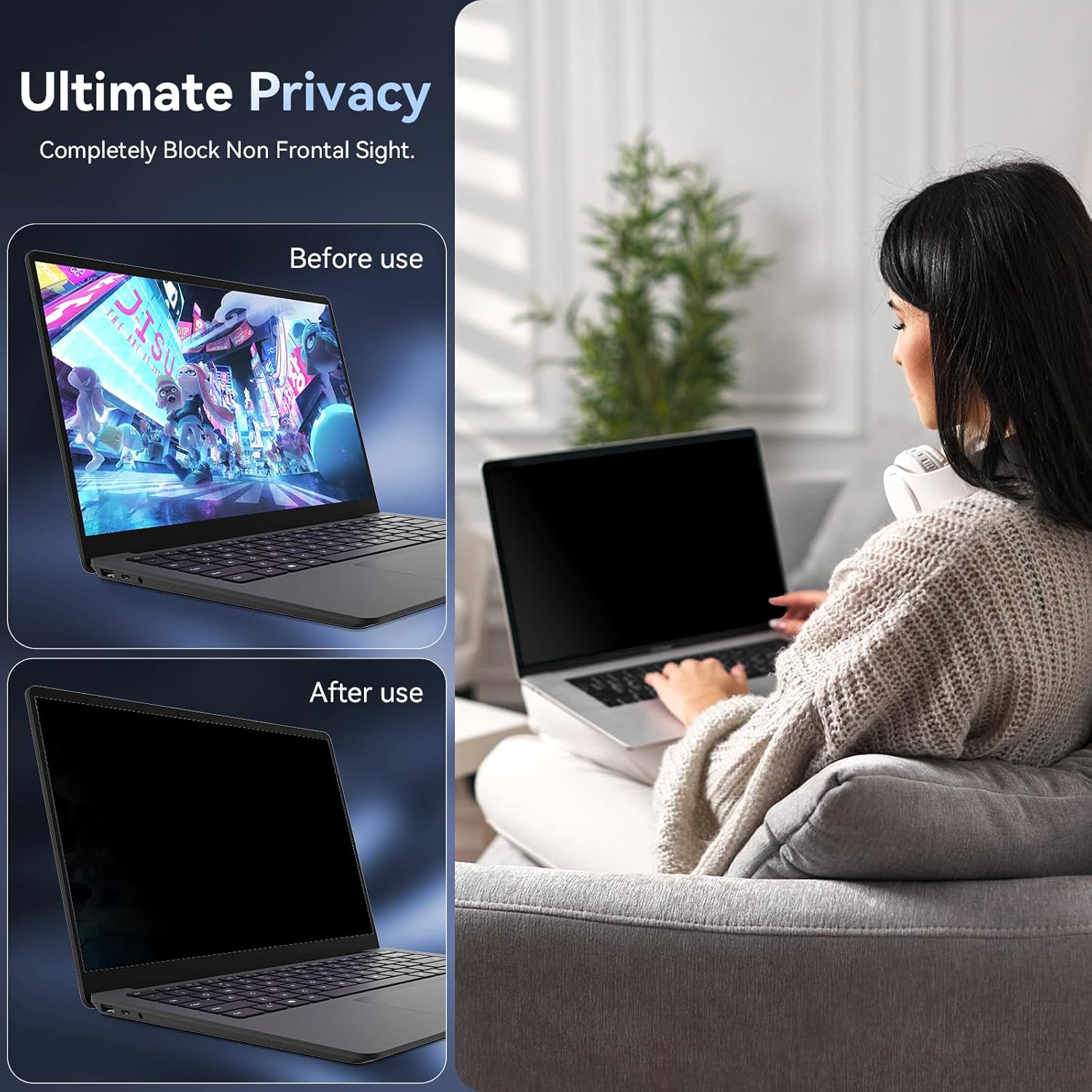 Laptop Privacy Screen Filter | Anti-Spy HD Glass 16:9 Confidential Data Guard