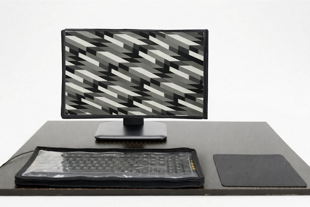 Blufury Polycarbonate Computer Desktop Cover Set for 21/22 Inch Monitor (Grey)