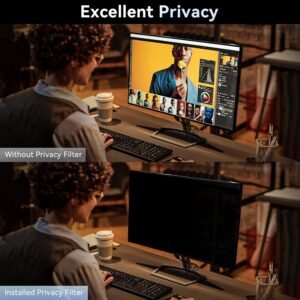 22 Inch Magnetic Computer Privacy Screen Filter | 2in1 - Anti Blue Light Eye Protection with Anti Spy Desktop Security Private Filter - Image 6